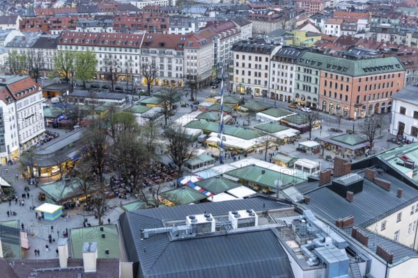 Viktualienmarkt and Old Town Photographed from the Alter Peter Tower of St Peter's Church, City