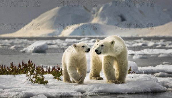 AI generated, animal, animals, mammal, mammals, biotope, habitat, two, female and one young,