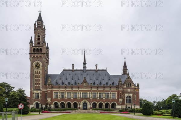The Hague, The Netherlands, August 7, 2016: The Peace Palace a cloudy day of summer. It is an