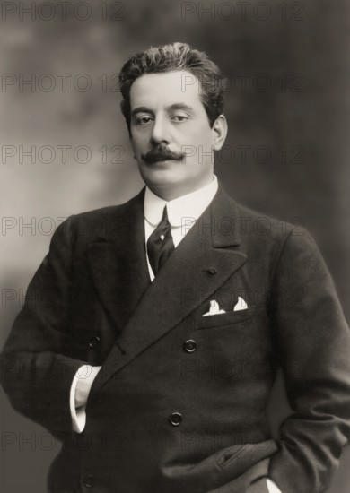 Giacomo Puccini, 1858 –1924, Italian composer, digitally edited according to a photograph by A.