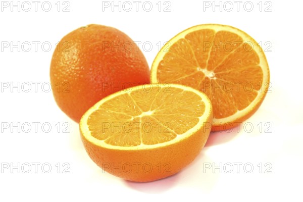 Orange halves on a white background