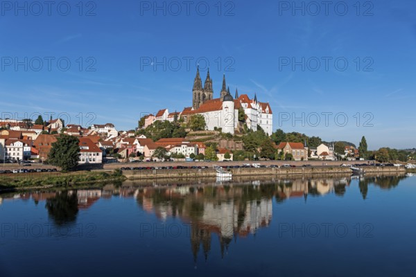 View of Albrechtsburg Castle and Meissen Cathedral, Elbe, Meissen, Saxony, Germany, Europe