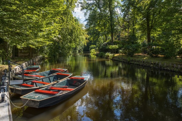 Paddle boats on the Boven Slinge, in Germany, where it rises, Schlinge, Winterswijk, Achterhoek,