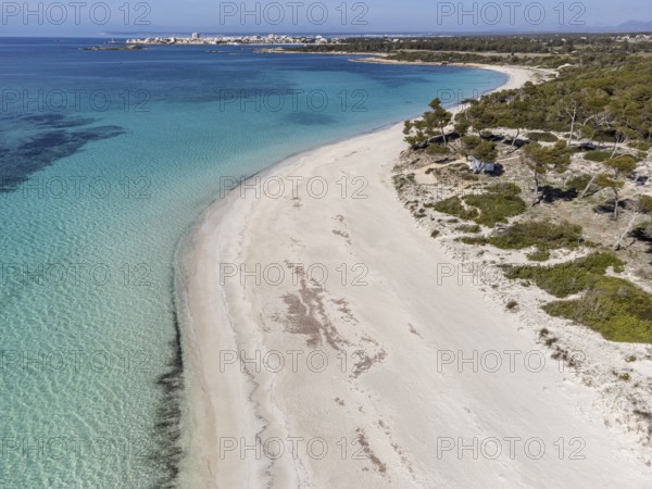 Es Carbo beach, Virgin sand beach without people, Ses Salines, Mallorca, Balearic Islands, Spain,