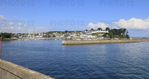 Treboul district with marina, Douarnenez, Finistere Penn ar Bed department, Bretagne Breizh region,