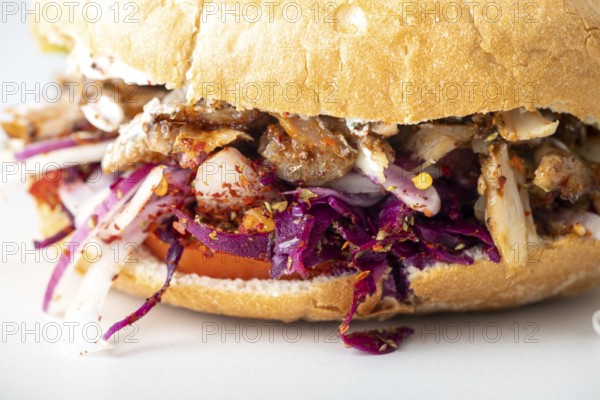 Closeup of a doner kebap in pita bread