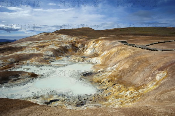 Geothermal area, Leirhnjukur, Krafla volcano, sulphur springs, Iceland, Europe