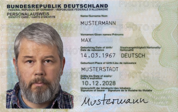 Identity card of the Federal Republic of Germany with the name Max Mustermann