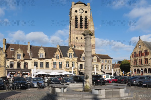 Veurne, West Flanders Region -Belgium, 07 14 2021 View over the main market square