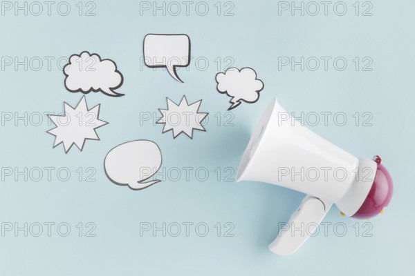 Top view megaphone with chat bubbles. Resolution and high quality beautiful photo