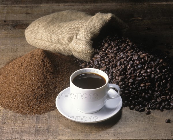 Cup of Coffee and Coffee Beans