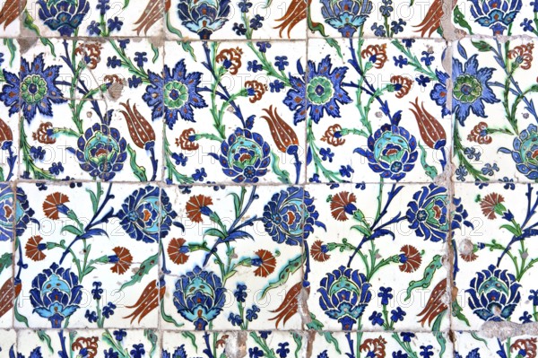 Wall tiles in the Sultanahmet Mosque, Istanbul, Turkey, Asia