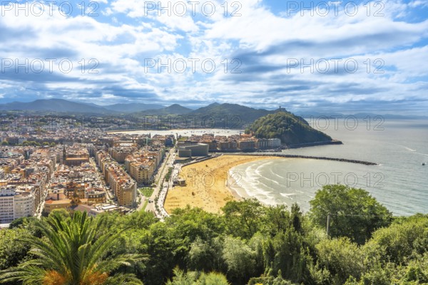 Panoramic view of Donostia San Sebastian from Mount Ulia, Gipuzkoa. Basque Country