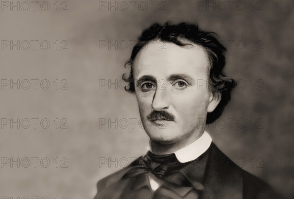 Portrait of Edgar Allan Poe, 1809 – 1849, American writer, digitally edited according to a