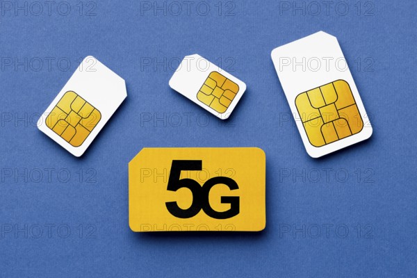 Top view 5g sim cards. Beautiful photo