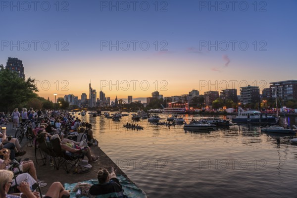 Europe Open Air Concert at the Weseler Werft in front of the Skyline am Main, Deutschherrnufer,