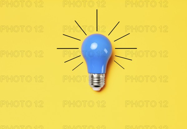 Concept creative idea with lightbulb on yellow background. Solution symbol, business creativity,