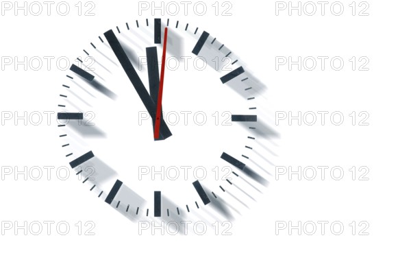 A simple clock or dial, the hands indicating five to twelve and indicating it is high time
