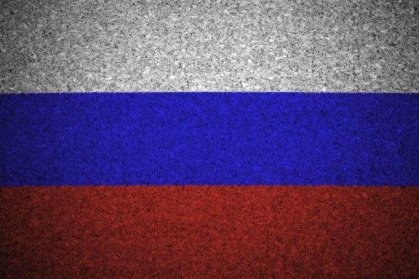 The Russian flag painted on a cork board