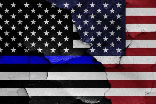 Blue lives matter flag and USA flag