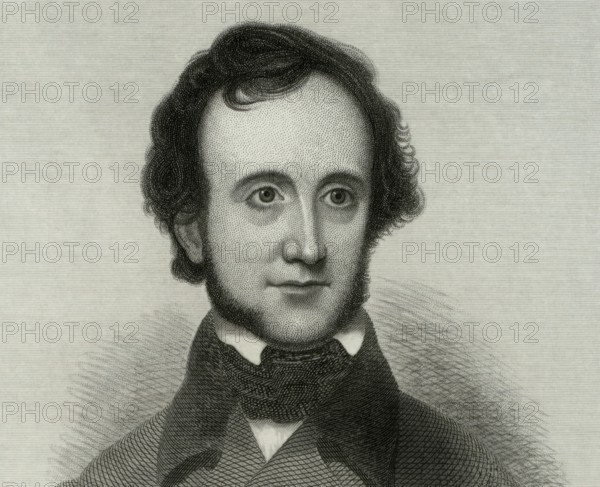 Portrait of Edgar Allan Poe, 1809 – 1849, American writer, digitally edited according to a