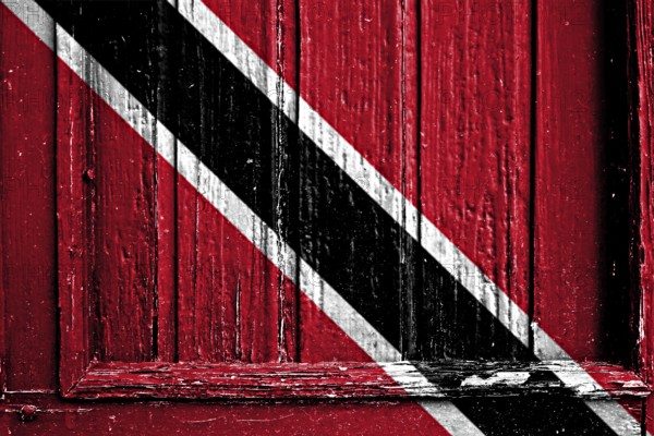 Flag of Trinidad and Tobago painted on wooden frame