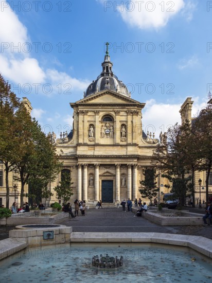 View of the Sorbonne University in Paris, France, Europe