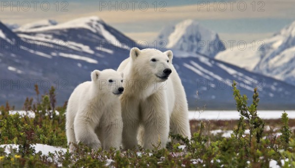 Ai generated, animal, animals, mammal, mammals, biotope, habitat, two, young, foraging, wildlife,