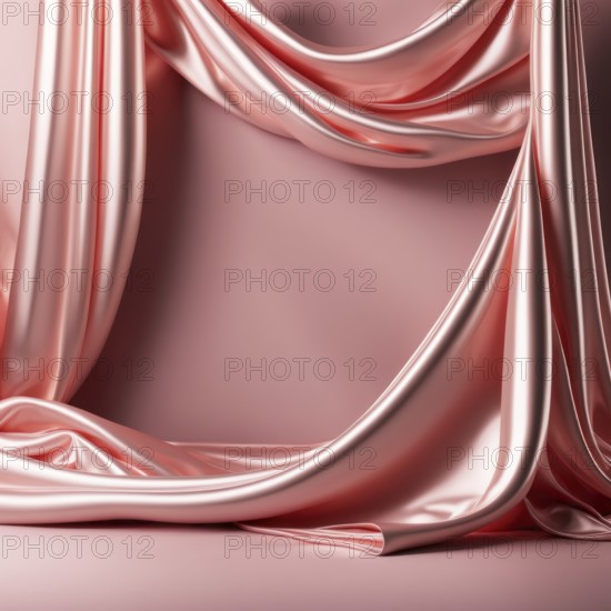Draped pink silk fabric with a luxurious shine and smooth folds, AI generated