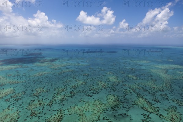 Aerial view of the Great Barrier Reef, Queensland, Australia, Oceania