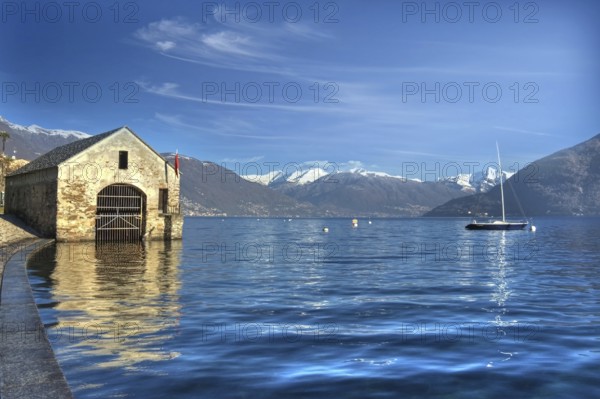 Boathouse, Lake Maggiore, Cannobio, Province of Verbano-Cusio-Ossola, Piedmont, Lake Maggiore,