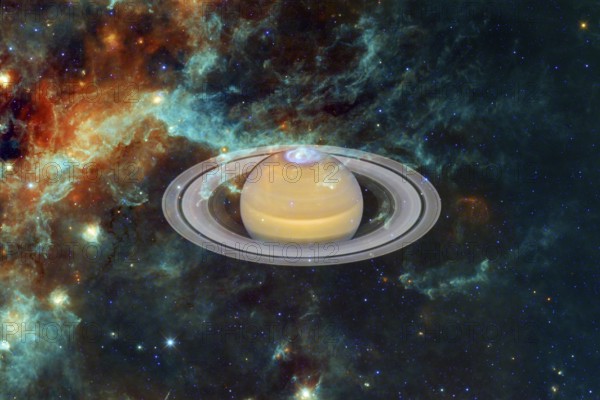 Planet Saturn. Solar system. Cosmos art. Elements of this image furnished by NASA