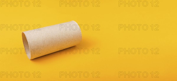 Empty roll toilet paper with copy space