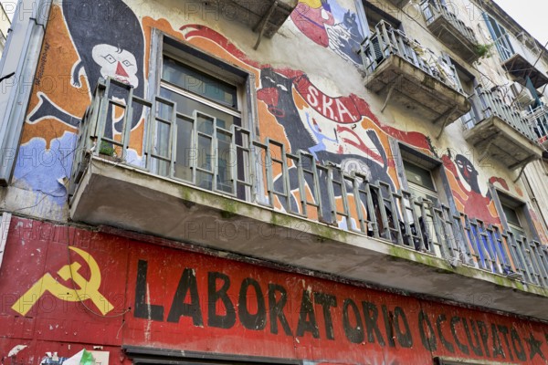 Naples Campania Italy. Social Center building occupied by leftists protestants