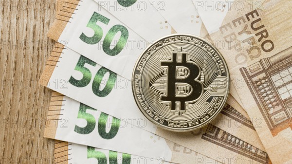 Bitcoin banknotes arrangement 2. Resolution and high quality beautiful photo