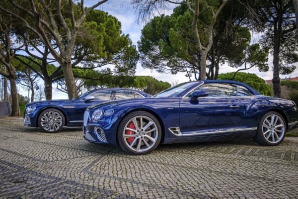 Lisbon, Portugal, Jan 20, 2024: Luxury Bentley Flying Spur Mulliner sedan and Bentley Continental