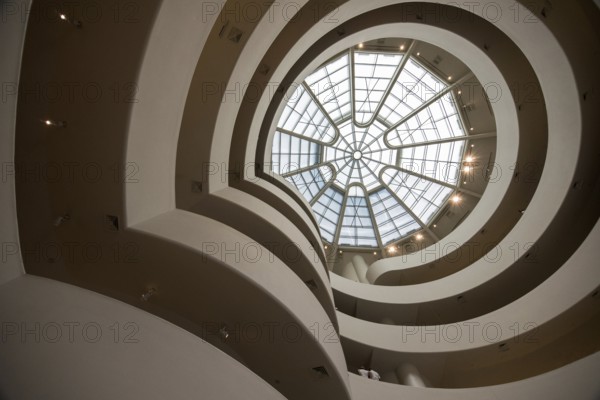 NEW YORK, USA, AUGUST 21, 2022, Atrium and stairs at famous Guggenheim museum in New York, USA,