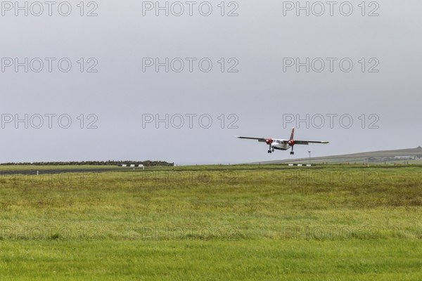 Small aircraft, Britten-Norman Islander, christened Earl Thorfinn - The Mighty, registration GBPCA,
