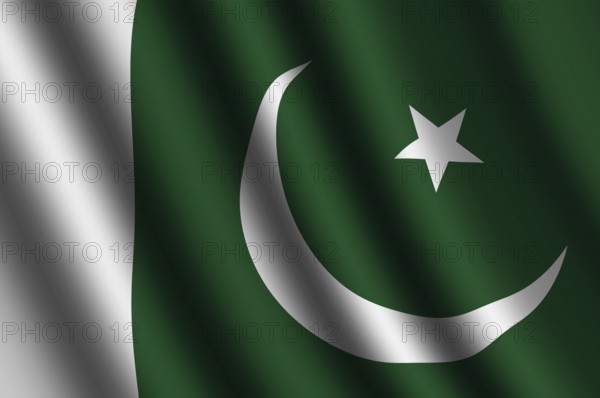 The Pakistani flag flying in the wind