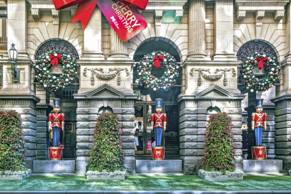Melbourne City Hall decorated for Christmas with nutcrackersf