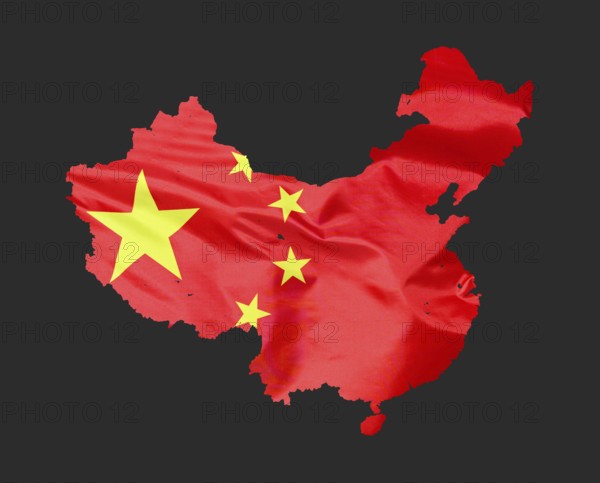 Outline map of China designed with the national flag