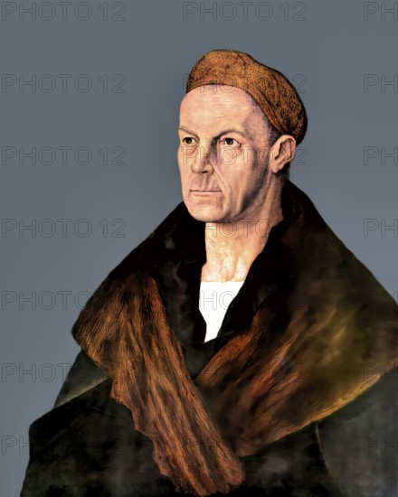 Portrait of Jakob Fugger, 1459, 1525, German businessman, digitally edited according to a painting