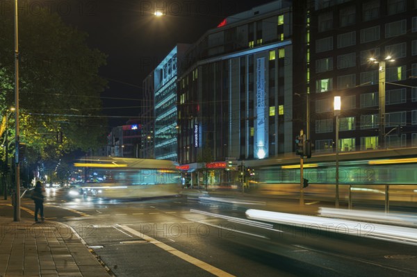 Night shot of a road junction in heavy traffic