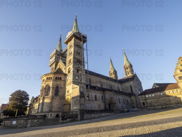 Bamberg Cathedral in the morning light, Bamberg, Upper Franconia, Franconia, Bavaria, Germany,