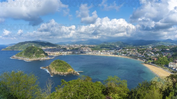 Panoramic view of the city of San Sebastián from Mount Igeldo, Gipuzkoa. Basque Country, Spain,