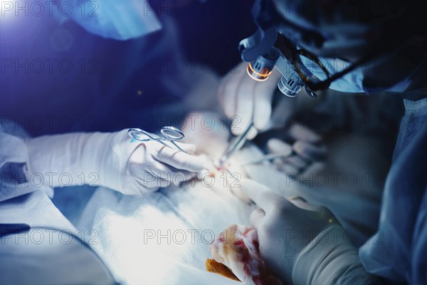 Surgeon operating on patient in operating room close up, surgical operation