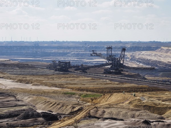 Large excavator in the Garzweiler open-cast lignite mine, Rhenish lignite mining area, Germany,
