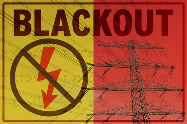 Symbolic image on the topic of power failure, power grid overload, grid security