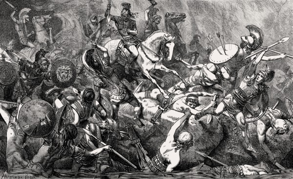 The Syracusan cavalry killing the Athenian soldiers, Syracuse, Sicily, 415 BC, Peloponnesian War