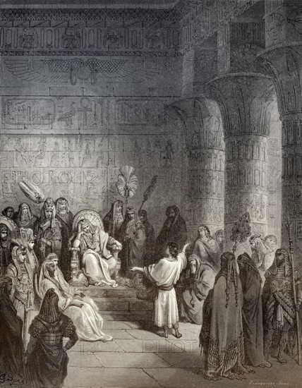 Joseph Interprets Pharaoh's Dream, woodcut by Gustave Doré, woodcut by Gustave Doré